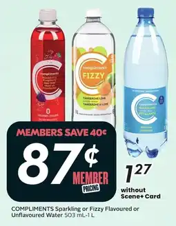 Sobeys Compliments sparkling or fizzy flavoured or unflavoured water offer