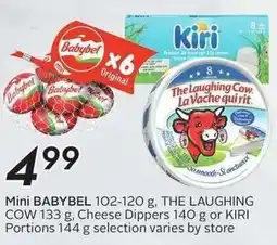 Sobeys Mini babybel, The laughing cow, cheese dippers or kiri portions offer
