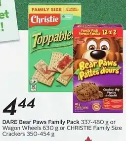 Sobeys Dare bear paws family pack or wagon wheels or christie family size crackers offer