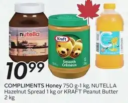 Sobeys Compliments honey, nutella hazelnut spread or kraft peanut butter offer