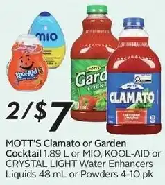 Sobeys Mott's clamato or garden cocktail offer