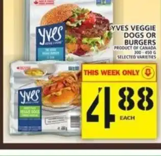 Food Basics Yves veggie dogs or burgers offer