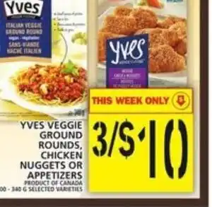 Food Basics Yves veggie ground rounds chicken nuggets offer