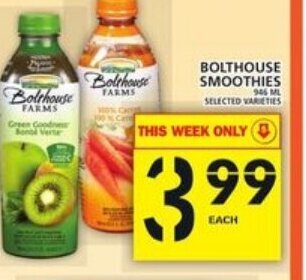 Food Basics Bolthouse smoothies offer