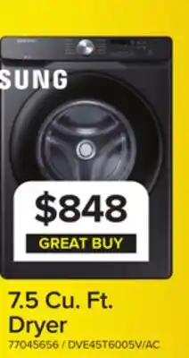 Leon's Samsung Black Stainless Steel Electric Dryer (7.5 cu. ft.) - DVE45T6005V/AC offer