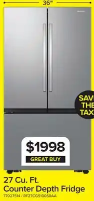 Leon's Samsung Stainless Steel Counter Depth 36 French Door Refrigerator (27cu.ft) - RF27CG5100SRAA offer
