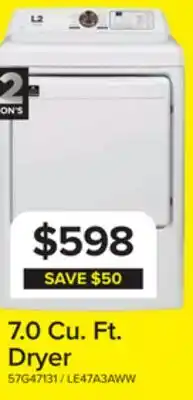 Leon's L2 White Electric Dryer (7.0 Cu.ft) - LE47A3AWW offer