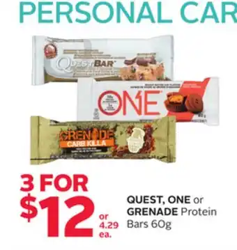Rexall QUEST, ONE or GRENADE Protein Bars offer