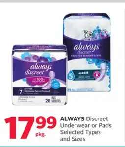 Rexall Discreet Underwear or Pads offer