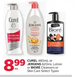 Rexall CUREL 480mL or JERGENS 620mL Lotion or BIORÉ Cleansers or Skin Care offer