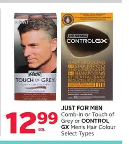 Rexall JUST FOR MEN Comb-In or Touch of Grey or CONTROL GX Men's Hair Colour offer