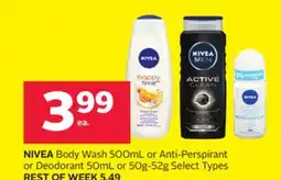 Rexall NIVEA Body Wash 500mL or Anti-Perspirant or Deodorant 50mL or 50g-52g offer