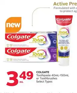 Rexall Toothpaste 40mL-150mL or Toothbrushes offer