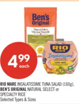 Shoppers Drug Mart RIO MAIRE INSALATISSIME TUNE SALAD (160g) BEN'S ORIGINAL NATURAL SELECT or SPECIALTY RICE offer