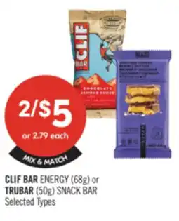 Shoppers Drug Mart CLIF BAR ENERGY (68g) or TRUBAR (50g) SNACK BAR offer