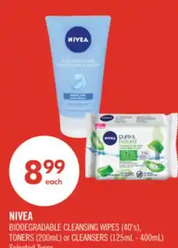 Shoppers Drug Mart NIVEA BIODEGRADABLE CLEANSING WIPES (40's), TONERS (200mL) or CLEANSERS (125mL - 400mL) offer