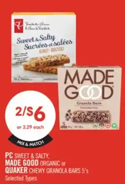 Shoppers Drug Mart PC SWEET & SALTY, MADE GOOD ORGANIC or QUAKER CHEWY GRANOLA BARS offer