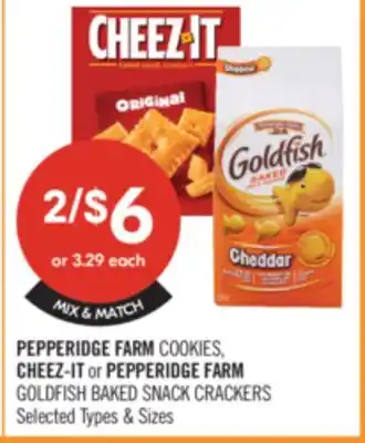 Shoppers Drug Mart PEPPERIDGE FARM COOKIES, CHEEZ-IT or PEPPERIDGE FARM GOLDFISH BAKED SNACK CRACKERS offer