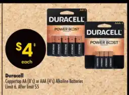 Shoppers Drug Mart Duracell Coppertop AA (8's) or AAA (4's) Alkaline Batteries offer