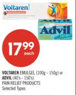 Shoppers Drug Mart VOLTAREN EMULGEL (100g - 150g) or ADVIL (40's - 150's) PAIN RELIEF PRODUCTS offer