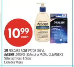 Shoppers Drug Mart 3M NEXCARE ACNE PATCH (36's), AVEENO LOTIONS (354mL) or FACIAL CLEANSERS offer