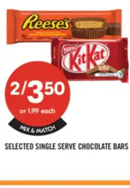 Shoppers Drug Mart SELECTED SINGLE SERVE CHOCOLATE BARS offer