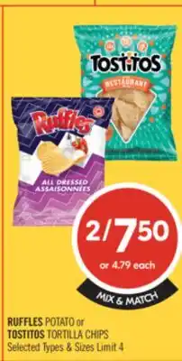 Shoppers Drug Mart RUFFLES POTATO or TOSTITOS TORTILLA CHIPS offer