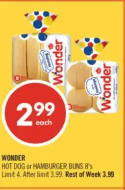 Shoppers Drug Mart WONDER HOT DOG or HAMBURGER BUNS offer
