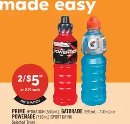 Shoppers Drug Mart PRIME HYDRATION (500mL), GATORADE (591mL - 710mL) or POWERADE (710mL) SPORT DRINK offer