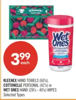 Shoppers Drug Mart KLEENEX HAND TOWELS (60's), COTTONELLE PERSONAL (42's) or WET ONES HAND (28's - 40's) WIPES offer