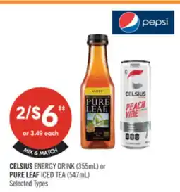 Shoppers Drug Mart Celsius Energy Drink (355 mL) or Pure Leaf Iced Tea (547 mL) offer
