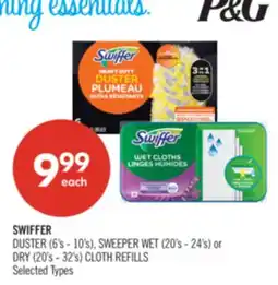 Shoppers Drug Mart SWIFFER DUSTER (6's - 10's), SWEEPER WET (20's - 24's) or DRY (20's - 32's) CLOTH REFILLS offer