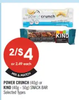Shoppers Drug Mart POWER CRUNCH (40g) or KIND (40g - 50g) SNACK BAR offer