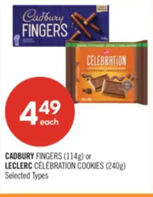 Shoppers Drug Mart CADBURY FINGERS (114g) or LECLERC CÉLÉBRATION COOKIES (240g) offer