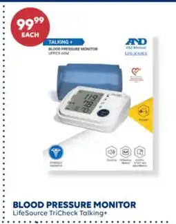 Wellwise by Shoppers LifeSource TriCheck Talking+ BLOOD PRESSURE MONITOR offer