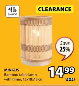 JYSK MINGUS Bamboo table lamp with timer offer