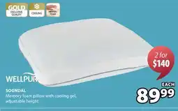 JYSK WELLPUR SOGNDAL Memory foam pillow with cooling gel offer