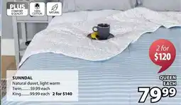 JYSK SUNNDAL Natural duvet, light/warm offer