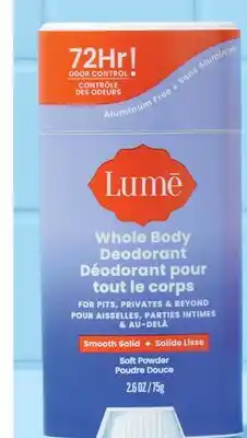 Walmart Lume Whole Body Deodorant stick or cream offer