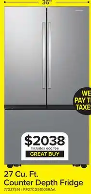 Leon's Samsung Stainless Steel Counter Depth 36 French Door Refrigerator (27cu.ft) - RF27CG5100SRAA offer
