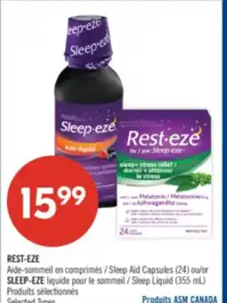 Pharmaprix REST-EZE Sleep Aid Capsules (24) or SLEEP-EZE Sleep Liquid (355 mL) offer