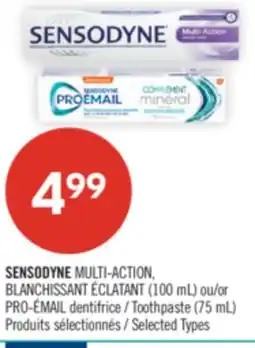 Pharmaprix SENSODYNE MULTI-ACTION, BLANCHISSANT ÉCLATANT (100 mL) or PRO-ÉMAIL Toothpaste (75 mL) offer