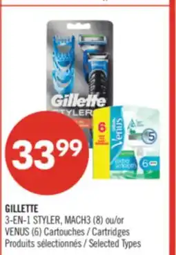 Pharmaprix GILLETTE 3-EN-1 STYLER, MACH3 (8) or VENUS (6) Cartridges offer
