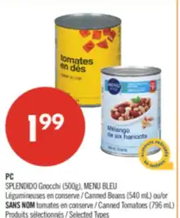Pharmaprix PC BLUE MENU (500g) Canned Beans (540 mL), Canned Tomatoes (796 mL) offer