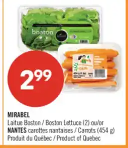 Pharmaprix MIRABEL Boston Lettuce (2) or NANTES Carrots (454 g) offer