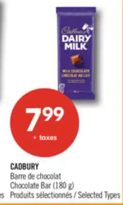Pharmaprix CADBURY Chocolate Bar offer