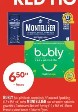 Pharmaprix BUBLY Flavoured Sparkling (12 x 355 mL) or MONTELLIER Carbonated Natural Spring (10 x 355 mL) Water offer