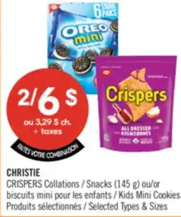Pharmaprix CHRISTIE CRISPERS Snacks (145 g) and/or Kids Mini Cookies offer