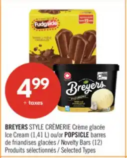 Pharmaprix BREYERS STYLE Ice Cream (1,41 L) or POPSICLE barres Novelty Bars (12) offer