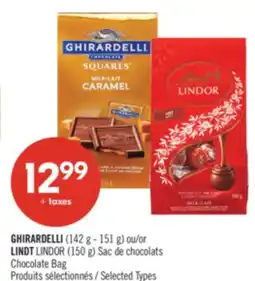 Pharmaprix GHIRARDELLI (142 g - 151 g) or LINDT LINDOR (150 g) Chocolate Bag offer